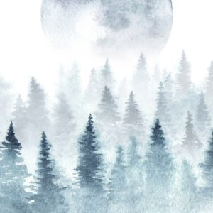 Peinture sur toile La Lune Au-Dessus De La Forêt Brumeuse – Image 1