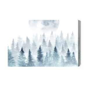 Peinture sur toile La Lune Au-Dessus De La Forêt Brumeuse – Image 2