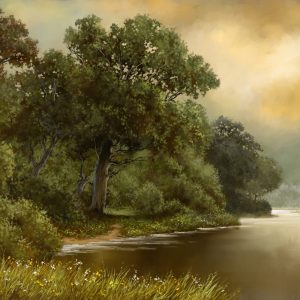 Peinture sur toile Paysage Forestier Avec Une Rivière – Image 1
