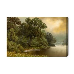 Peinture sur toile Paysage Forestier Avec Une Rivière – Image 2