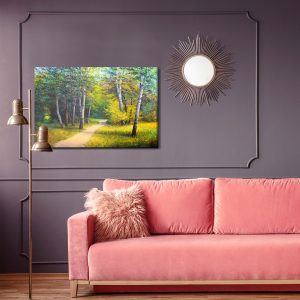 Peinture sur toile Chemin Dans Une Forêt De Bouleaux – Image 4