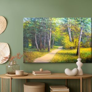 Peinture sur toile Chemin Dans Une Forêt De Bouleaux – Image 5