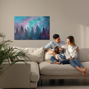 Peinture sur toile Paysage De Forêt De Nuit Aquarelle – Image 7
