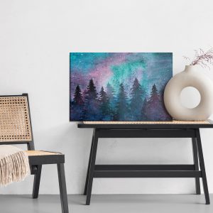 Peinture sur toile Paysage De Forêt De Nuit Aquarelle – Image 6