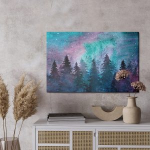 Peinture sur toile Paysage De Forêt De Nuit Aquarelle – Image 3