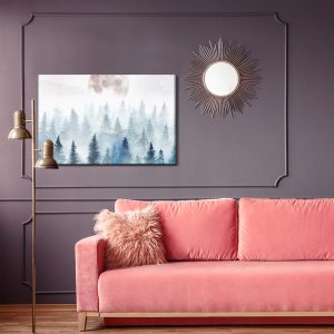 Peinture sur toile Lune Au-Dessus Des Arbres Brumeux – Image 4