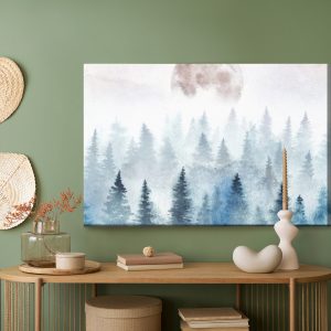 Peinture sur toile Lune Au-Dessus Des Arbres Brumeux – Image 5