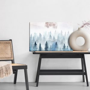 Peinture sur toile Lune Au-Dessus Des Arbres Brumeux – Image 6