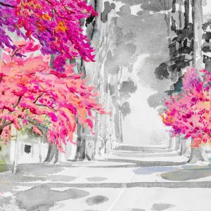 Peinture sur toile Fleurs De Cerisier Peintes À L'aquarelle – Image 1