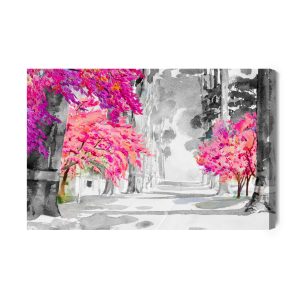 Peinture sur toile Fleurs De Cerisier Peintes À L'aquarelle – Image 2