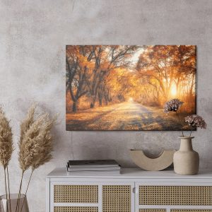 Peinture sur toile Route Dans La Forêt 3D D'automne – Image 3
