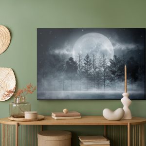 Peinture sur toile Pleine Lune Dans Une Forêt Brumeuse – Image 5