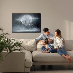 Peinture sur toile Pleine Lune Dans Une Forêt Brumeuse – Image 7