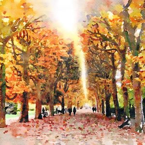 Peinture sur toile Forêt D'automne Peinte À L'aquarelle – Image 1