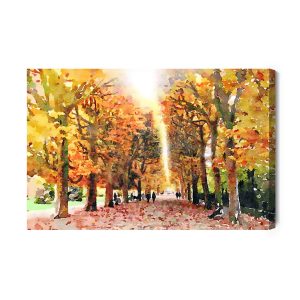 Peinture sur toile Forêt D'automne Peinte À L'aquarelle – Image 2