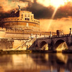 Peinture sur toile Vue De Rome Dans Les Tons De Beige – Image 1