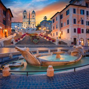 Peinture sur toile La Place D'espagne À Rome 3D – Image 1