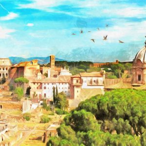 Peinture sur toile Panorama De Rome Comme Peint – Image 1