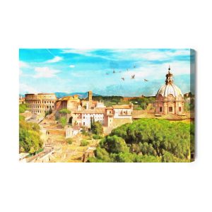 Peinture sur toile Panorama De Rome Comme Peint – Image 2