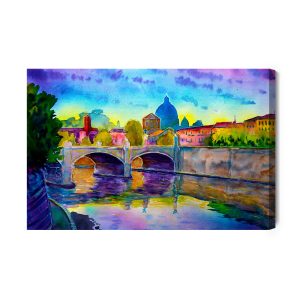 Peinture sur toile Panorama Du Vatican Peint À L'aquarelle – Image 2