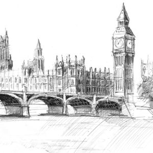 Peinture sur toile Croquis De La Ligne D'horizon De Londres – Image 1
