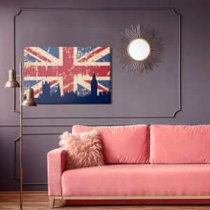 Peinture sur toile Drapeau Du Royaume-Uni Avec La Silhouette De Londres – Image 4