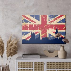 Peinture sur toile Drapeau Du Royaume-Uni Avec La Silhouette De Londres – Image 3