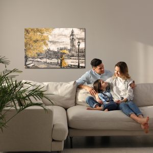 Peinture sur toile Amoureux Appréciant L'horizon De Londres – Image 7