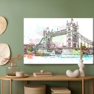 Peinture sur toile Tower Bridge Peint À L'aquarelle – Image 5