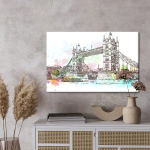 Peinture sur toile Tower Bridge Peint À L'aquarelle – Image 3
