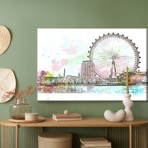 Peinture sur toile London Eye Peint À L'aquarelle – Image 5