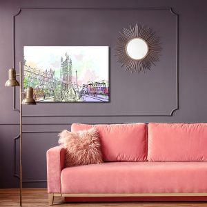 Peinture sur toile Le Palais De Westminster Peint À L'aquarelle – Image 4