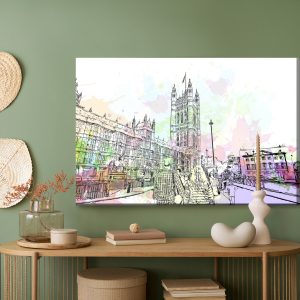 Peinture sur toile Le Palais De Westminster Peint À L'aquarelle – Image 5