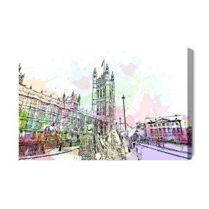 Peinture sur toile Le Palais De Westminster Peint À L'aquarelle – Image 2