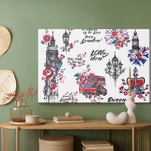 Peinture sur toile Symboles Et Fleurs De Londres – Image 5