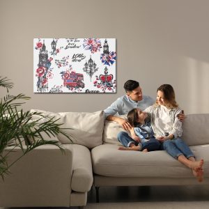 Peinture sur toile Symboles Et Fleurs De Londres – Image 7