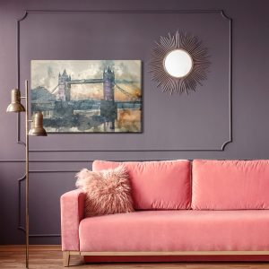 Peinture sur toile La Vue Du Tower Bridge Peinte À L'aquarelle – Image 4