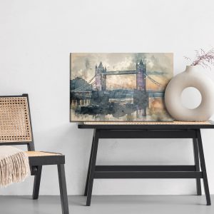Peinture sur toile La Vue Du Tower Bridge Peinte À L'aquarelle – Image 6