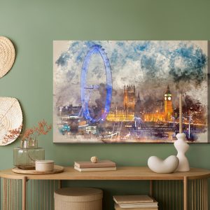 Peinture sur toile Panorama De Londres Peint À L'aquarelle – Image 5