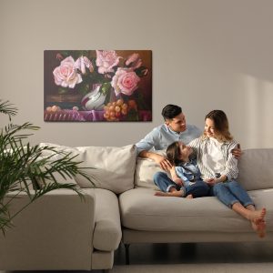 Peinture sur toile Bouquet De Roses Dans Un Vase – Image 7