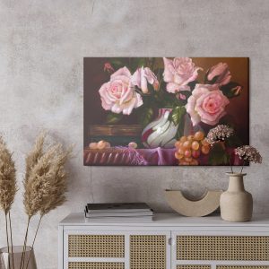Peinture sur toile Bouquet De Roses Dans Un Vase – Image 3