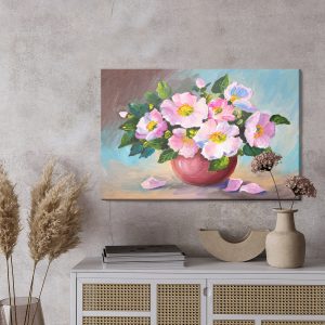 Peinture sur toile Roses Dans Un Vase Comme Peint – Image 3