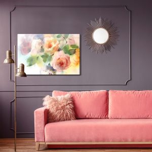 Peinture sur toile Un Bouquet De Roses Peintes À L'aquarelle – Image 4