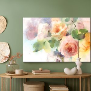 Peinture sur toile Un Bouquet De Roses Peintes À L'aquarelle – Image 5