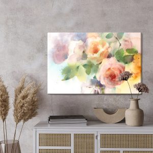 Peinture sur toile Un Bouquet De Roses Peintes À L'aquarelle – Image 3
