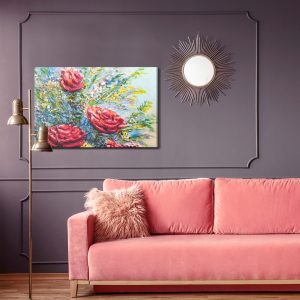 Peinture sur toile Une Peinture De Roses En Fleurs – Image 4