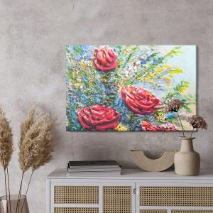 Peinture sur toile Une Peinture De Roses En Fleurs – Image 3