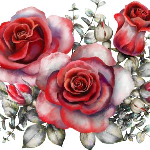 Peinture sur toile Roses Rouges Peintes À L'aquarelle – Image 1