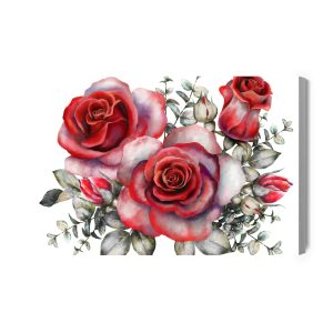Peinture sur toile Roses Rouges Peintes À L'aquarelle – Image 2
