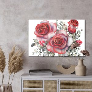 Peinture sur toile Roses Rouges Peintes À L'aquarelle – Image 3